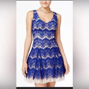 Betsy & Adam Blue Lace Mini Dress